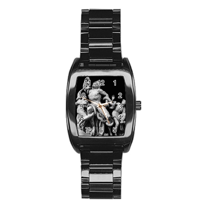 Laocoon Sculpture Over Black Stainless Steel Barrel Watch