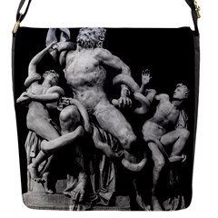 Laocoon Sculpture Over Black Flap Closure Messenger Bag (S)