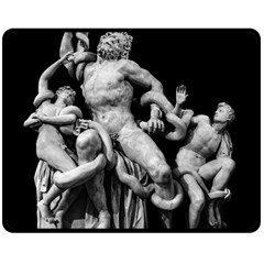 Laocoon Sculpture Over Black Double Sided Fleece Blanket (medium)  by dflcprintsclothing