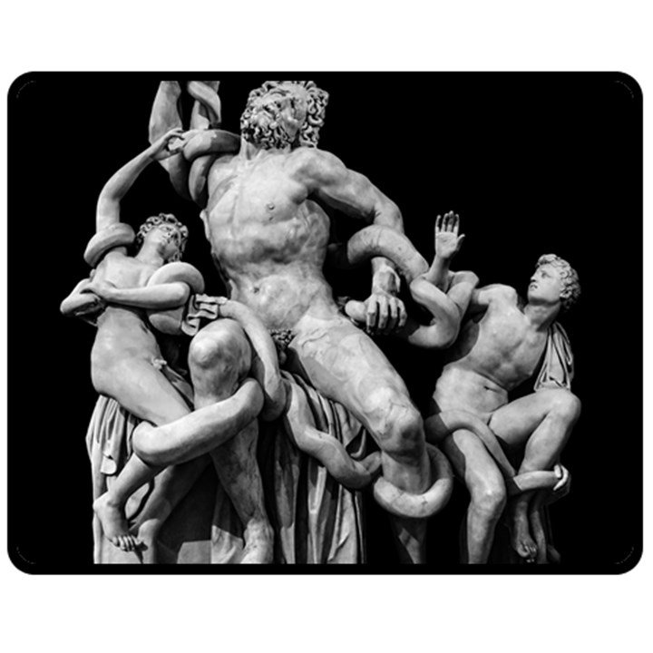 Laocoon Sculpture Over Black Double Sided Fleece Blanket (Medium) 