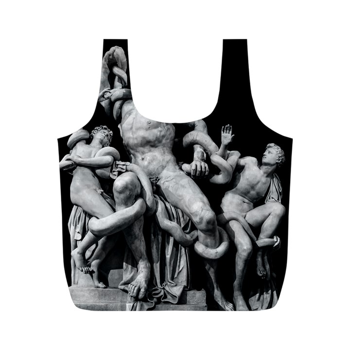 Laocoon Sculpture Over Black Full Print Recycle Bag (M)