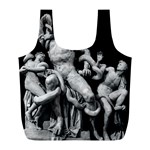 Laocoon Sculpture Over Black Full Print Recycle Bag (L) Front