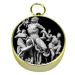 Laocoon Sculpture Over Black Gold Compasses Front