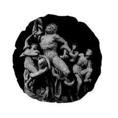 Laocoon Sculpture Over Black Standard 15  Premium Flano Round Cushions