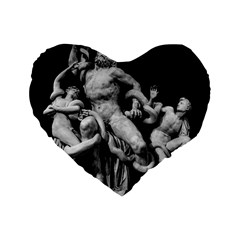 Laocoon Sculpture Over Black Standard 16  Premium Flano Heart Shape Cushions