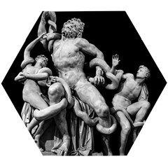 Laocoon Sculpture Over Black Wooden Puzzle Hexagon