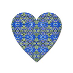 Gold And Blue Fancy Ornate Pattern Heart Magnet by dflcprintsclothing