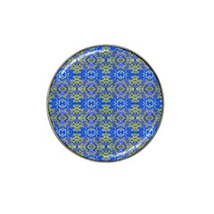 Gold And Blue Fancy Ornate Pattern Hat Clip Ball Marker (10 Pack) by dflcprintsclothing