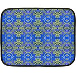 Gold And Blue Fancy Ornate Pattern Fleece Blanket (Mini) 35 x27  Blanket