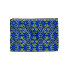 Gold And Blue Fancy Ornate Pattern Cosmetic Bag (medium) by dflcprintsclothing