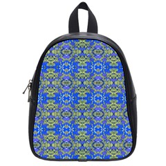 Gold And Blue Fancy Ornate Pattern School Bag (small) by dflcprintsclothing