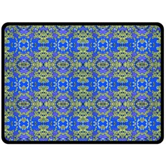 Gold And Blue Fancy Ornate Pattern Fleece Blanket (large) 