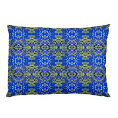 Gold And Blue Fancy Ornate Pattern Pillow Case (two Sides) by dflcprintsclothing