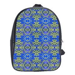 Gold And Blue Fancy Ornate Pattern School Bag (xl)