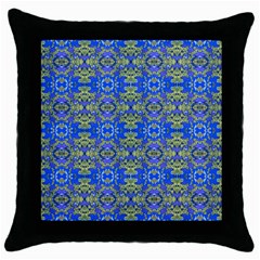 Gold And Blue Fancy Ornate Pattern Throw Pillow Case (black) by dflcprintsclothing