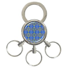 Gold And Blue Fancy Ornate Pattern 3-ring Key Chain by dflcprintsclothing