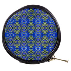 Gold And Blue Fancy Ornate Pattern Mini Makeup Bag by dflcprintsclothing