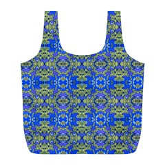 Gold And Blue Fancy Ornate Pattern Full Print Recycle Bag (l) by dflcprintsclothing