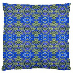 Gold And Blue Fancy Ornate Pattern Standard Flano Cushion Case (one Side) by dflcprintsclothing