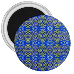 Gold And Blue Fancy Ornate Pattern 3  Magnets