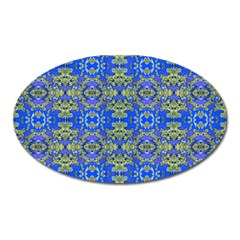 Gold And Blue Fancy Ornate Pattern Oval Magnet by dflcprintsclothing