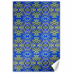 Gold And Blue Fancy Ornate Pattern Canvas 24  X 36  by dflcprintsclothing