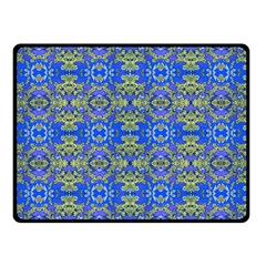 Gold And Blue Fancy Ornate Pattern Double Sided Fleece Blanket (small)  by dflcprintsclothing