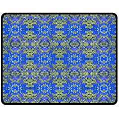 Gold And Blue Fancy Ornate Pattern Double Sided Fleece Blanket (medium)  by dflcprintsclothing