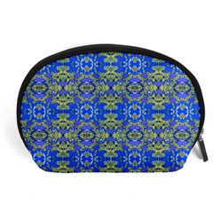 Gold And Blue Fancy Ornate Pattern Accessory Pouch (large)