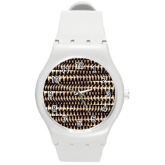 Red Tech Stripes Print Round Plastic Sport Watch (m) by dflcprintsclothing