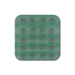 Beautiful Flowers Of Wood In The Starry Night Rubber Coaster (square)  by pepitasart