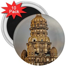 Salvo Palace Exterior View, Montevideo, Uruguay 3  Magnets (10 Pack)  by dflcprintsclothing