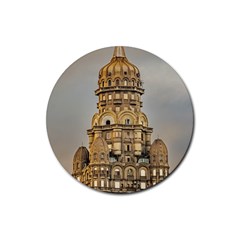 Salvo Palace Exterior View, Montevideo, Uruguay Rubber Coaster (round)  by dflcprintsclothing