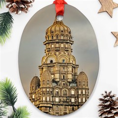 Salvo Palace Exterior View, Montevideo, Uruguay Oval Ornament (two Sides) by dflcprintsclothing