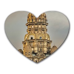 Salvo Palace Exterior View, Montevideo, Uruguay Heart Mousepads by dflcprintsclothing