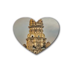 Salvo Palace Exterior View, Montevideo, Uruguay Rubber Coaster (heart)  by dflcprintsclothing