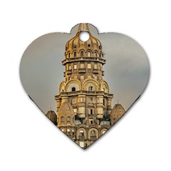 Salvo Palace Exterior View, Montevideo, Uruguay Dog Tag Heart (two Sides) by dflcprintsclothing