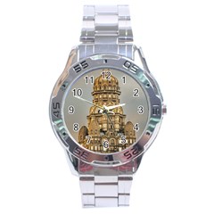 Salvo Palace Exterior View, Montevideo, Uruguay Stainless Steel Analogue Watch by dflcprintsclothing