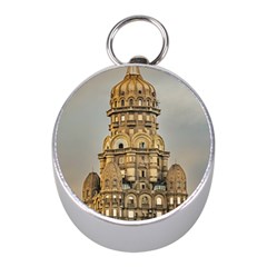 Salvo Palace Exterior View, Montevideo, Uruguay Mini Silver Compasses by dflcprintsclothing