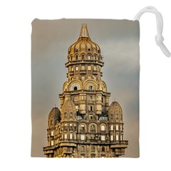 Salvo Palace Exterior View, Montevideo, Uruguay Drawstring Pouch (5xl) by dflcprintsclothing