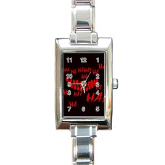 Demonic Laugh, Spooky Red Teeth Monster In Dark, Horror Theme Rectangle Italian Charm Watch by Casemiro