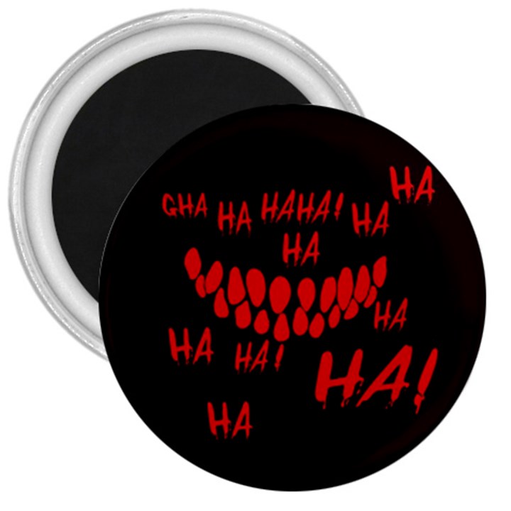 Demonic Laugh, Spooky red teeth monster in dark, Horror theme 3  Magnets