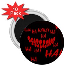 Demonic Laugh, Spooky Red Teeth Monster In Dark, Horror Theme 2 25  Magnets (10 Pack)  by Casemiro