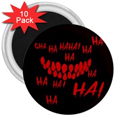 Demonic Laugh, Spooky Red Teeth Monster In Dark, Horror Theme 3  Magnets (10 Pack)  by Casemiro