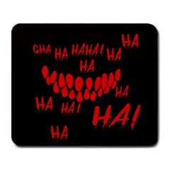 Demonic Laugh, Spooky Red Teeth Monster In Dark, Horror Theme Large Mousepads by Casemiro