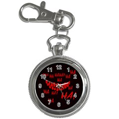 Demonic Laugh, Spooky Red Teeth Monster In Dark, Horror Theme Key Chain Watches by Casemiro