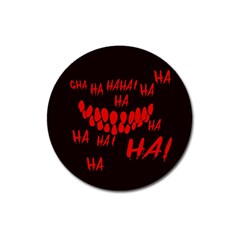 Demonic Laugh, Spooky Red Teeth Monster In Dark, Horror Theme Magnet 3  (round) by Casemiro