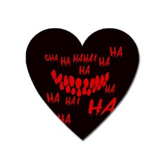 Demonic Laugh, Spooky Red Teeth Monster In Dark, Horror Theme Heart Magnet by Casemiro