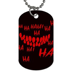 Demonic Laugh, Spooky Red Teeth Monster In Dark, Horror Theme Dog Tag (one Side) by Casemiro