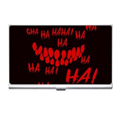 Demonic Laugh, Spooky Red Teeth Monster In Dark, Horror Theme Business Card Holder by Casemiro